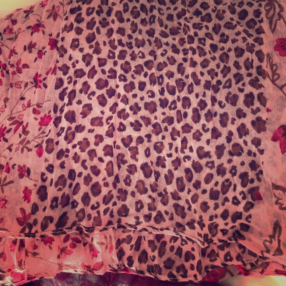 Floral & leopard print scarf